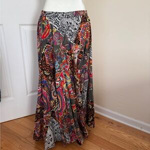 Grace Elements Red and Orange Tiered Maxi Skirt